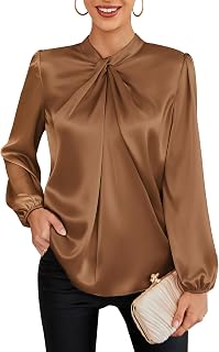 GRACE KARIN Women Business Casual Long Sleeve Satin Blouse