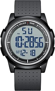 GOLDEN HOUR Ultra-Thin Minimalist Sports Waterproof Digital Men's Watches with Wide-Angle Display Rubber Strap Wristwatch for Men Women