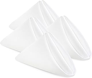 Utopia Home [24 Pack, White] Cloth Napkins 17x17 Inches, 100% Polyester | Hemmed Edges, Washable and Reusable Ideal for Parties, Weddings and Dinners