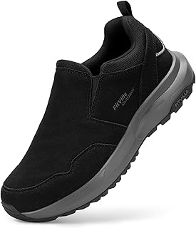 FitVille Extra Wide Slip-On Trainers for Men Comfortable Outdoor Walking Hiking Shoes, Foot Pain Relief