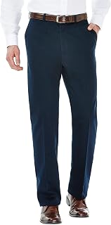 Haggar Men's Work to Weekend Hidden Expandable Waist No Iron Casual Pant - Flat and Pleat Front