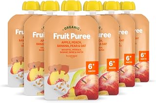 by Amazon Organic Apple, Peach, Banana, Pear & Oat Pouch - 6 x 90g - Previously Mama Bear