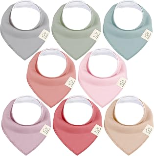 8pk Organic Baby Bandana Bibs for Drooling and Teething (Muted Pastel)
