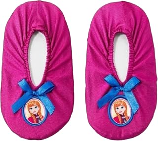 Disney Collection Toddler Girls Movie Frozen Anna & Elsa Slippers - (Fuchsia Anna, 3T-4T)