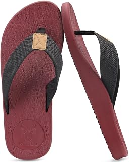 KuaiLu Mens Flip Flops Arch Support Thong Sandals Leather Walking