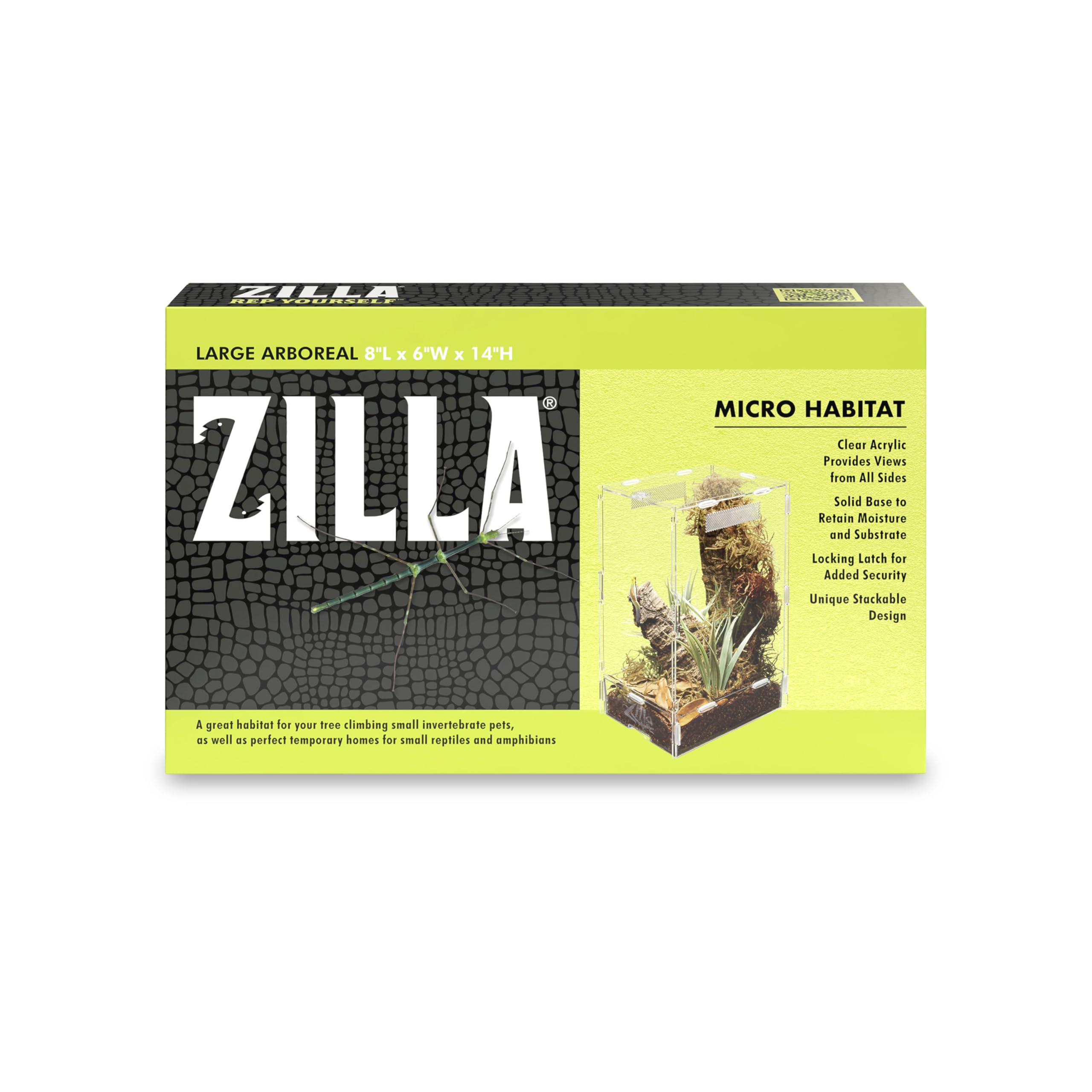 Zilla Micro Habitat Terrariums with Locking Latch, Arboreal, Large | Acrylic ter
