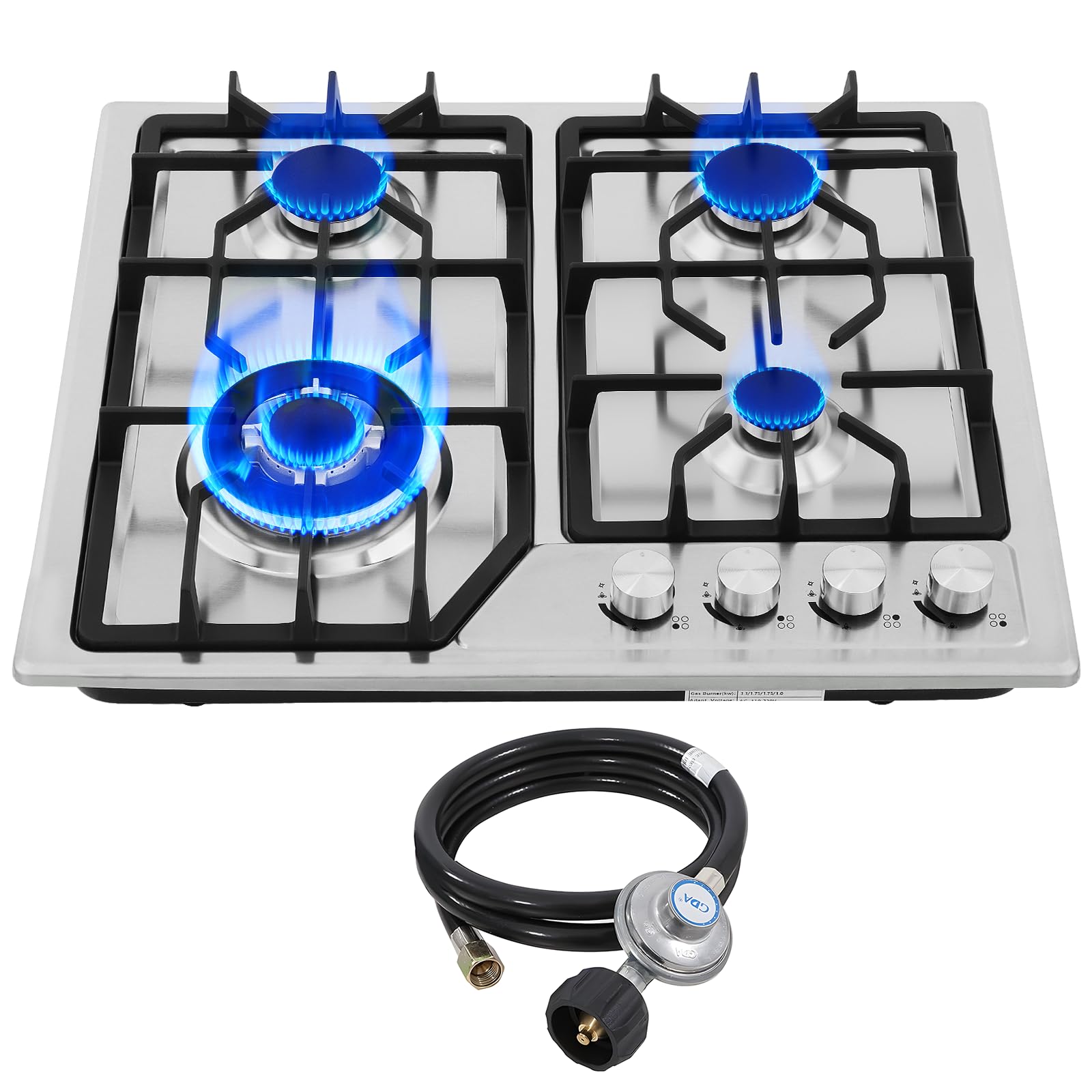 22″x20″ Built in Gas Cooktop 4 Burners Stainless Steel Stove with NG/LPG Convers