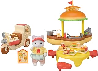 EPOCH Sylvanian Families Amusement Park Store Set 【 Just Made Hamburger Wagon 】 MI-91 Safety Toy Mark Certified, Toy for Ages 3 Years and Up, Dollhouse