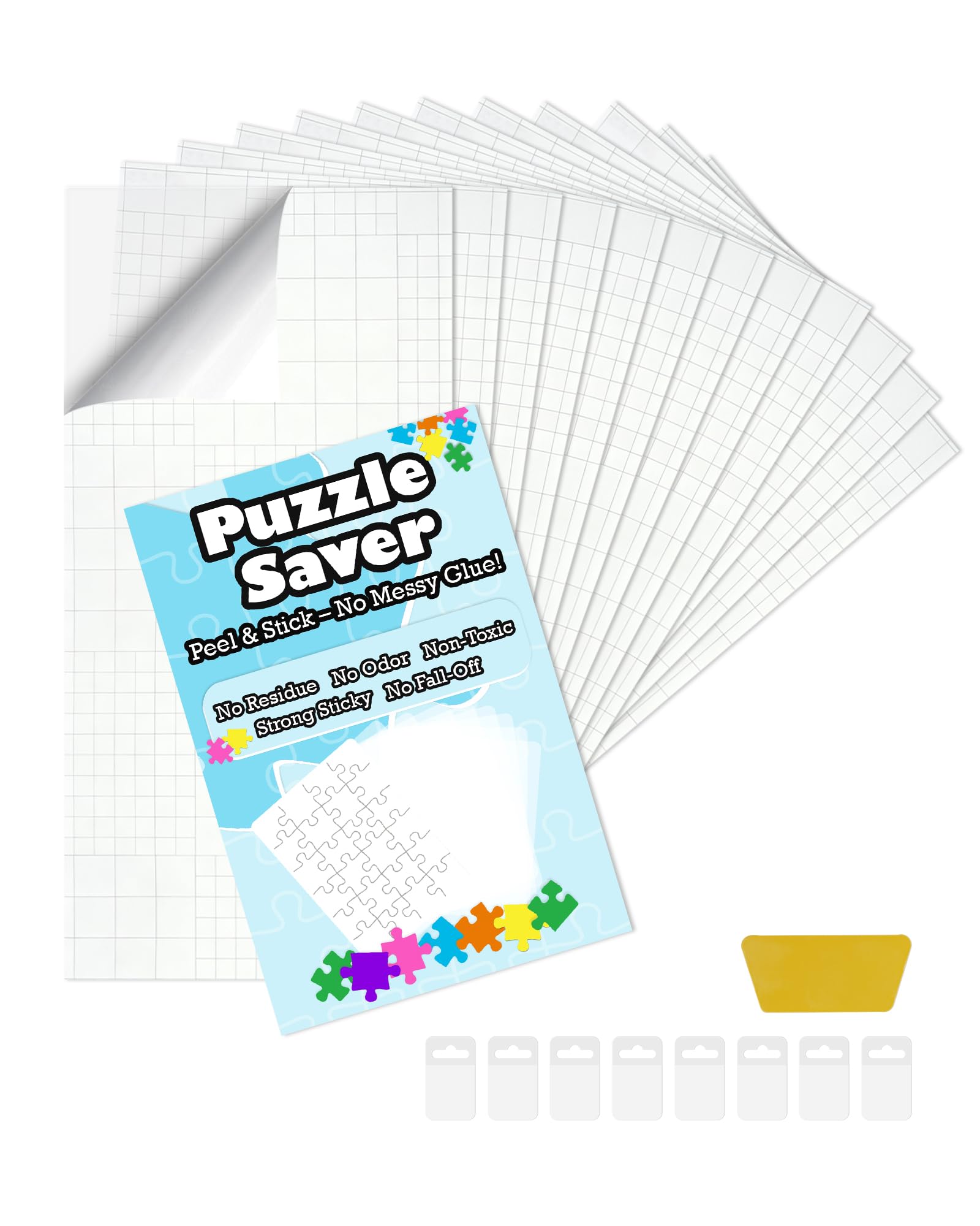 Puzzle Saver Sheets Glue Adhesive - Zero Mess & Bubble Free, Clear Peel and Stic