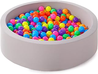 YAVAYI Ball Pit for Toddlers, Kids Play Tent Ball Pool, Grey, No Balls | 33.5x10.5 Inch Round Memory Sponge Foam, Washable Milk Fiber Cover Soft Play Gift & Toy for Babies Indoor