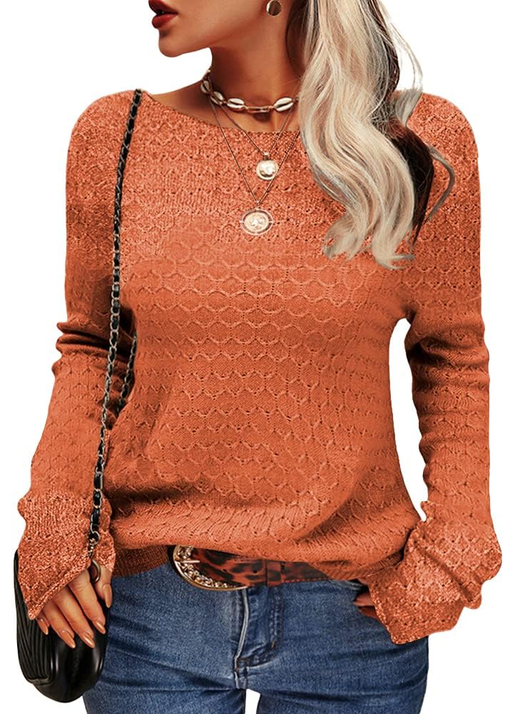 Tankaneo Womens Color Block Long Sleeve Crew Neck Jumper