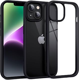 Supdeal Shockproof Clear Case for iPhone 14, [Not Yellowing] [10FT Military Drop Protection] Hard Clear Back Four Corner Airbags Drop Protection Phone Cover, 6.1 inch, Black