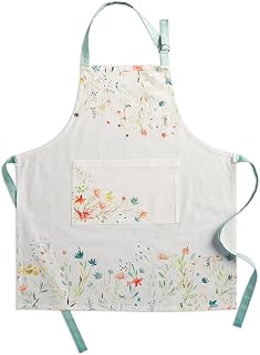 Maison d' Hermine Aprons for women with Pocket 100% Cotton (27.50"x31.50") | Adjustable Neck Strap & long ties Apron Men Chef Wedding Cooking Gardening Server Maid