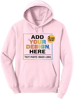 TEEAMORE Men Women Custom Hoodie Add Your Logo Photo Image Text Design Your Own Front and Back