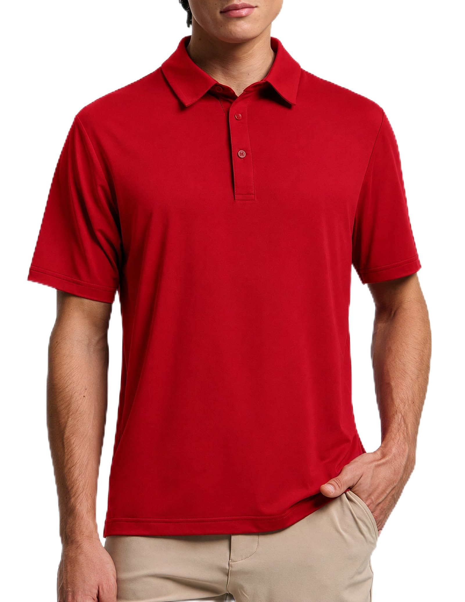 MIER Mens Golf Polo Shirt Short Sleeve Sun Protection Outdoor Sports Quick Dry