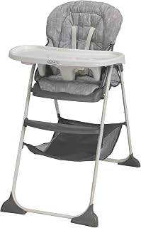 Graco Slim Snacker Highchair, Whisk | Ultra Slim &amp; Compact, Self-Standing, One-Hand, One-Second Fold, Comfortable Feeding, Multiple Recline Positions, Easy Clean