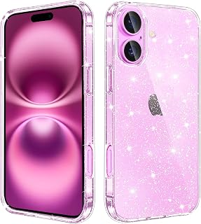 JJGoo Compatible with iPhone 16 Plus Case Clear Glitter, Sparkle Soft TPU Transparent Shockproof Women Girls Slim Bling Sparkly Bumper Cover Phone Case for iPhone 16 Plus 6.7-Inch