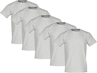 Fruit of the Loom 5er-Pack Heavy Cotton Herren T-Shirt + Web-Textilien24 Stoffbeutel - S M L XL XXL 3XL - Diverse Farbsets