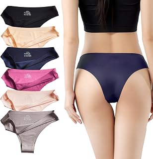 CM Tech Women's Panties [6 Pack] Brazilian Cut Seamless Cute T-Back Bikini Sexy Underwear High Breathability Elasticity Pants Deodorant Antibacterial Women's Cotton Non-sweaty Non-tightening Panties