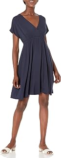 Amazon Essentials Women's V Neck Elastic Waist Surplice Dress (Available in Plus Size)