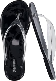 CUSHIONAIRE Splash Jelly Flip Flops for Women with Elastic Sole, Soft Insole, Summer Sandals for Women