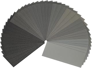 STEBRUAM Sandpaper 120 to 3000 Grit, 42 Sheets Wet and Dry Sand Paper Set | Wet Sandpaper Assorted for Car Bodywork and Paintwork,High grit Sanding Paper for Metals Wall Plastic Wood Polishing