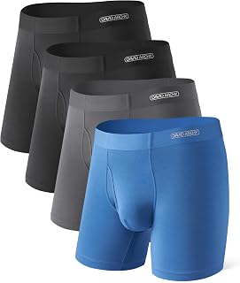 DAVID ARCHY Men's Modal Boxer Briefs, WaistFree Comfort Waistband, 4 Pack