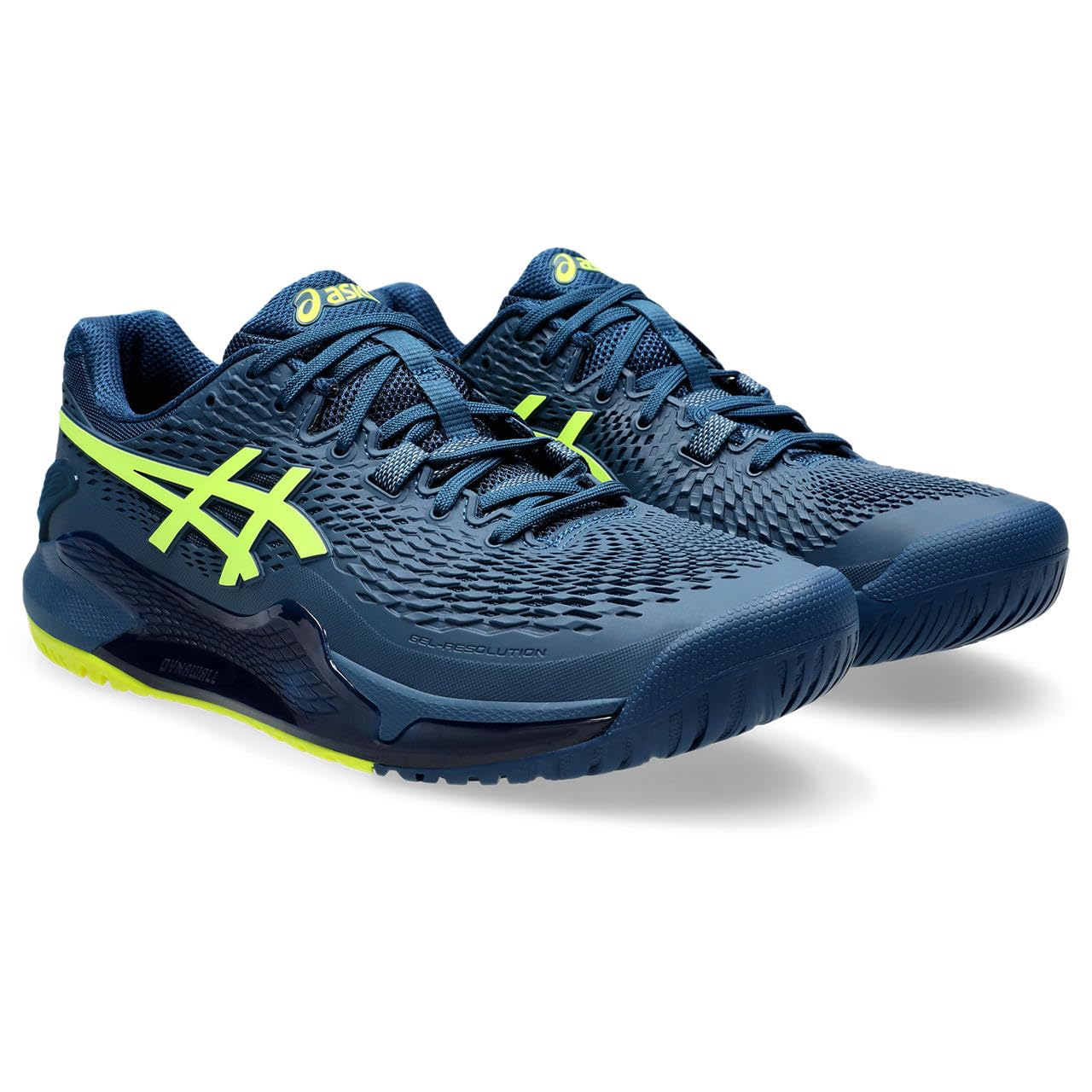 ASICS Gel-Resolution 9, Men's Trainers, Blue Mako Yellow Safety, 43.5 EU