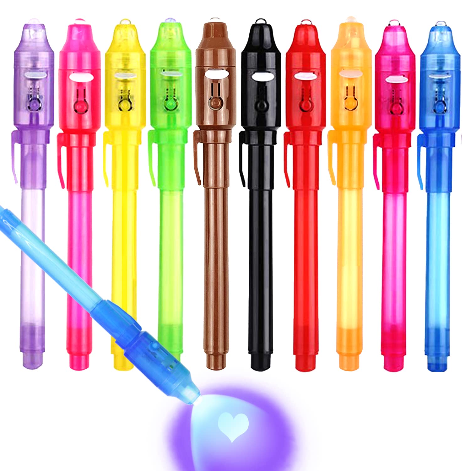 DxJ 4 Invisible Ink Pens for Kids Magic Spy Pen with UV Light Party Favors | Was