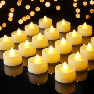 AMAGIC 12 Pack LED Flameless Tea Lights Electric Battery Power Led Candle | Last 100 Hours+,for Halloween,Vovite, Table Centrepiece, Holiday, Wedding, Seasonal Special Decoration Christmas