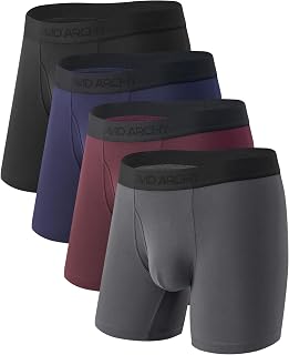 DAVID ARCHY Men's Bamboo Rayon Underwear, 1.5" Wide Waistband No Ride Up Boxer Briefs with Extended Pouch 4 Pack