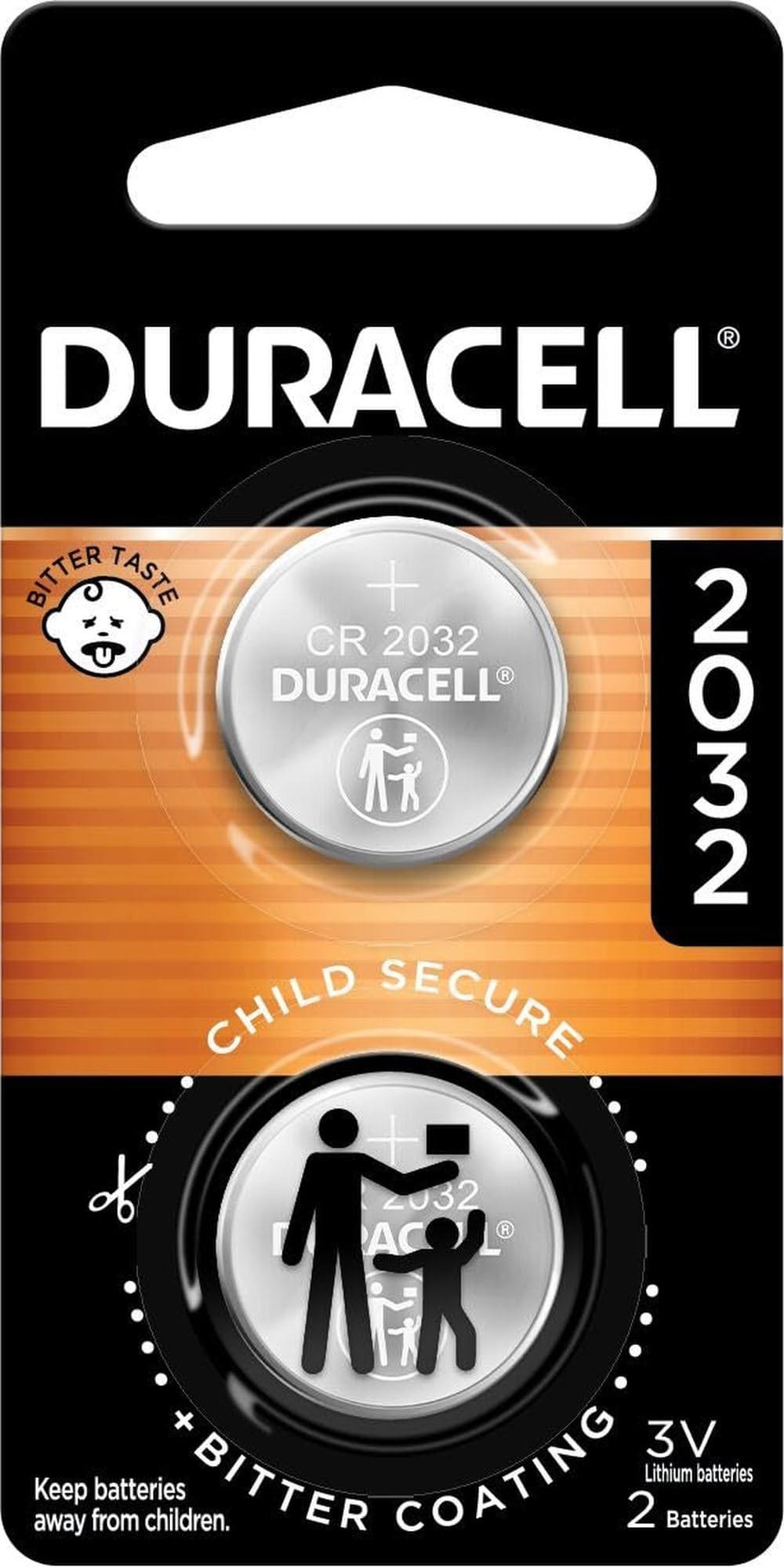 Duracell 2032 Lithium Battery, 2 Count, AirTag & Key Fob, CR2032 3V Cell