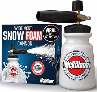 McKillans Foam Cannon for Pressure Washer (Wide Mouth) - Car Wash Snow Foam Cannon Lance Pressure Washer Soap Dispenser for Car Washing with Adjustable Thick Foam + 1/4 Quick Connector
