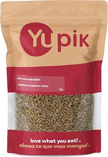 Yupik Raw Sunflower Seeds, No Shell, 1 kg, Kosher, Shelled Seeds, Unsalted, Oil-Free, Source of Fiber & Iron, Plant-Based Protein, Healthy Snack, Ideal for Baking & Topping