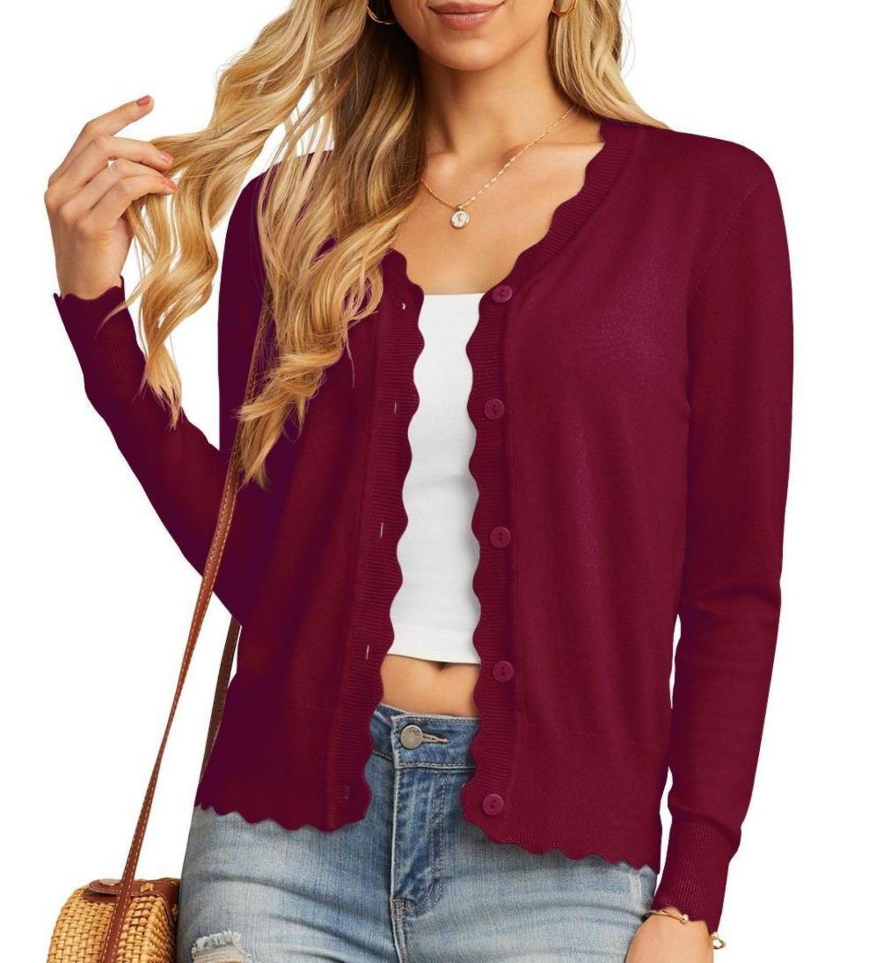 GRECERELLE Women's Cardigan with Buttons and V Neck Cardigan for Women Summer La