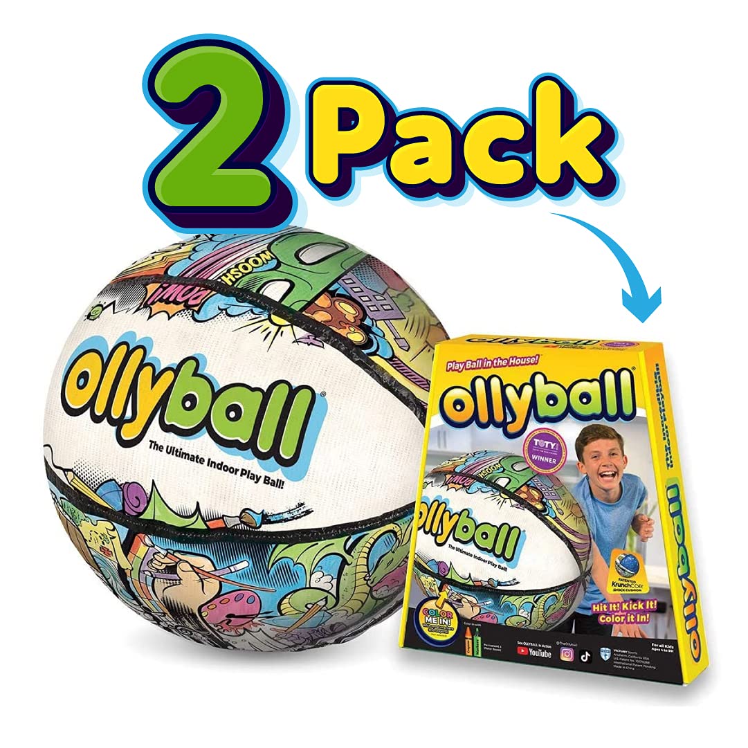 Ollyball The Ultimate Indoor Soccer Ball 2-Pack - Patented KrunchCOR Silent Socc