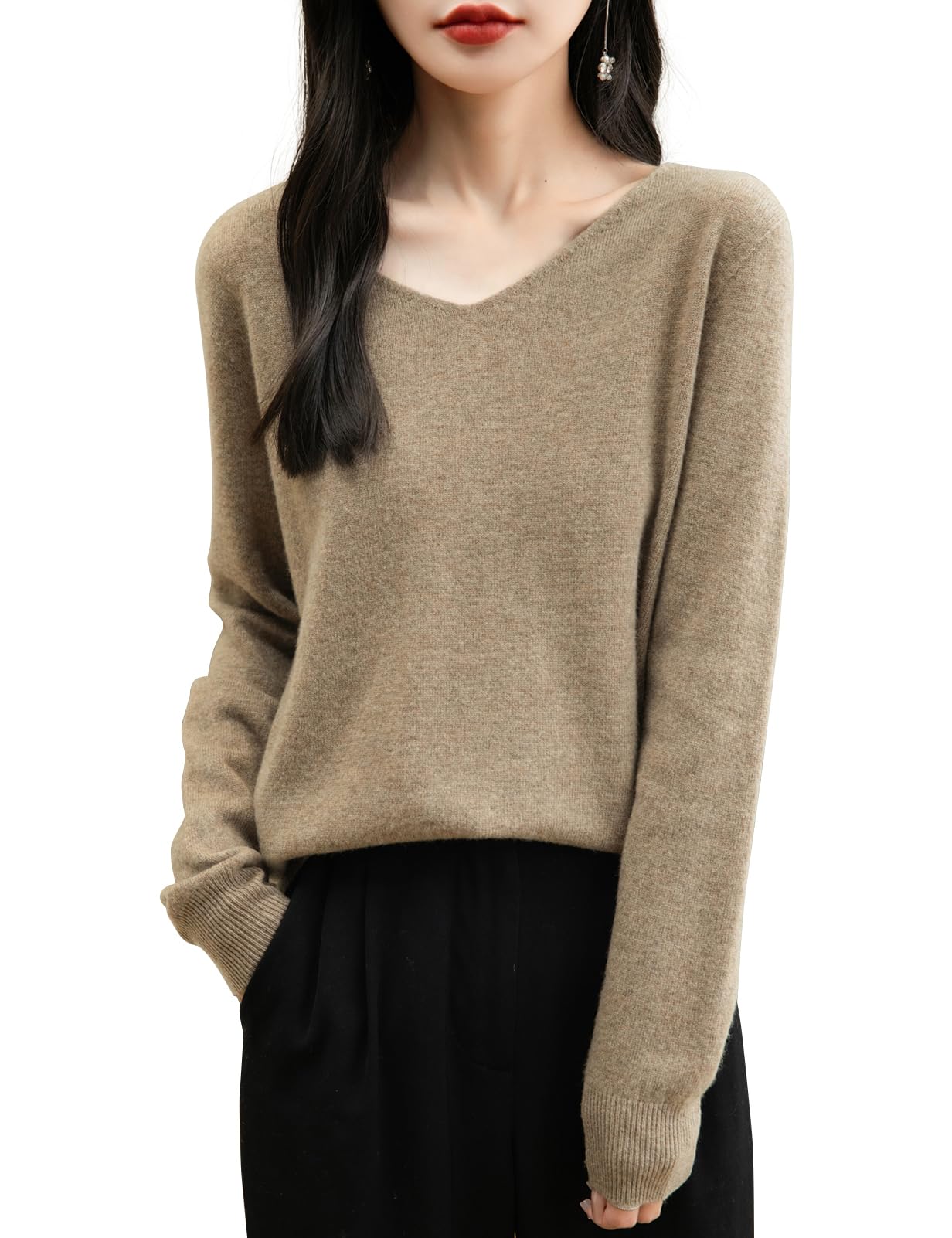 Chanyarn Women's 100% Merino Wool V Neck Jumper 2024 First-Line Ready to Wear Ca
