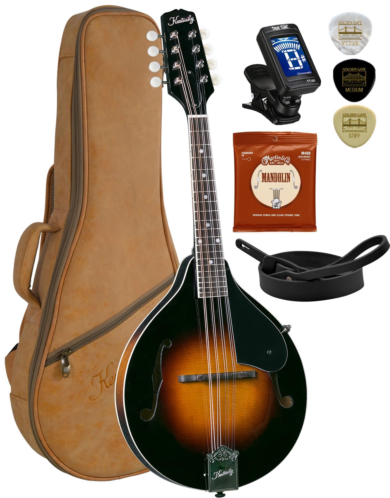 Kentucky KM-140 Standard Solid Carved Spruce Top A-Model Mandolin with Instrumen