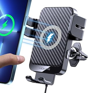 MOKPR Car Phone Holder Wireless Charger, 15W Wireless Car Charger | Auto-Clamping Car Phone Holder Charger, Air Vent Mount for iPhone 18/17/16/15/14/13/12, Samsung S26/S25/S24/S23（Black）