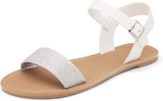 Dream Pairs Women's Cute Open Toes One Band Ankle Strap Flexible Summer Flat Sandals New