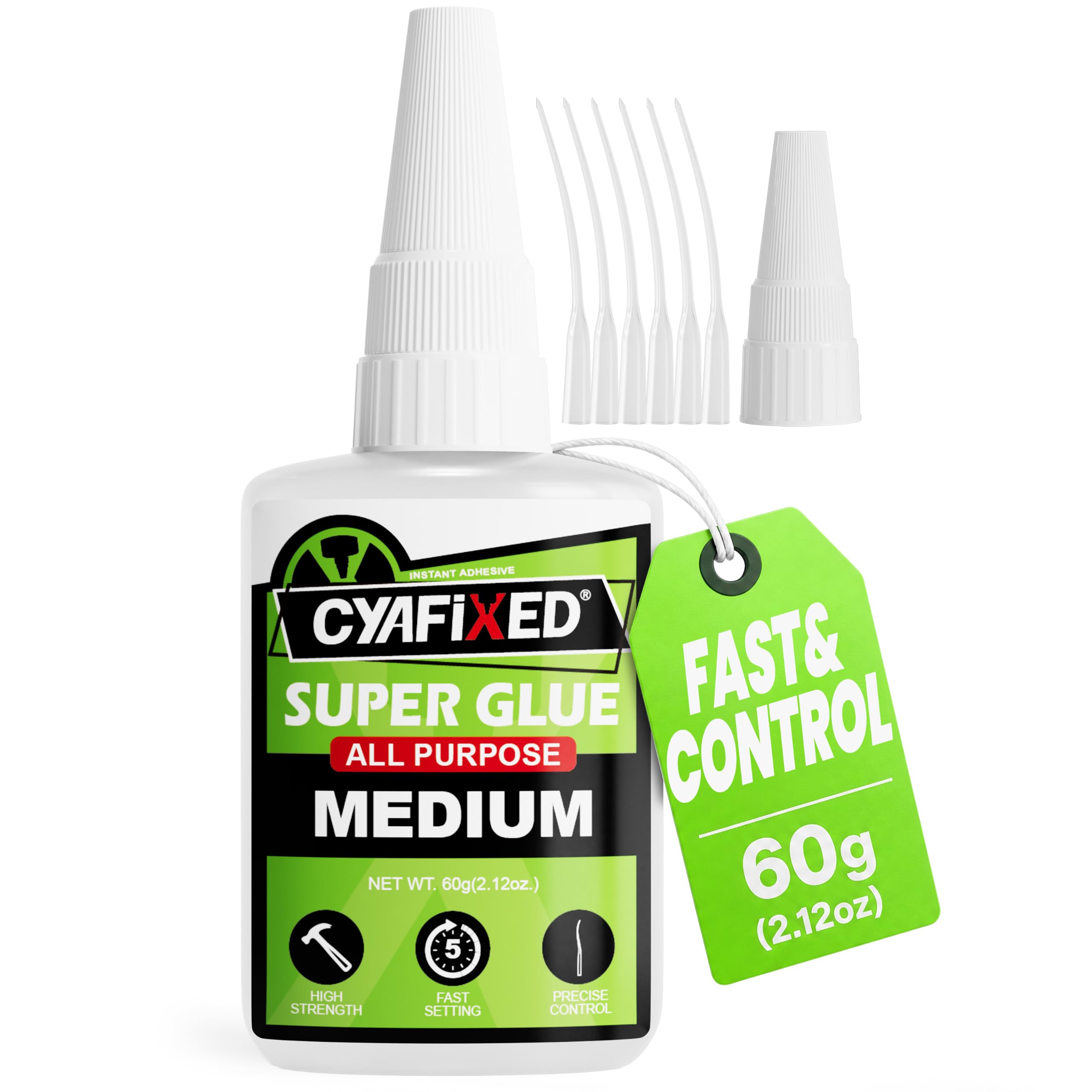 Medium CA Glue 60g, Fast & Control Super Glue for Wood Plastic 3D Print