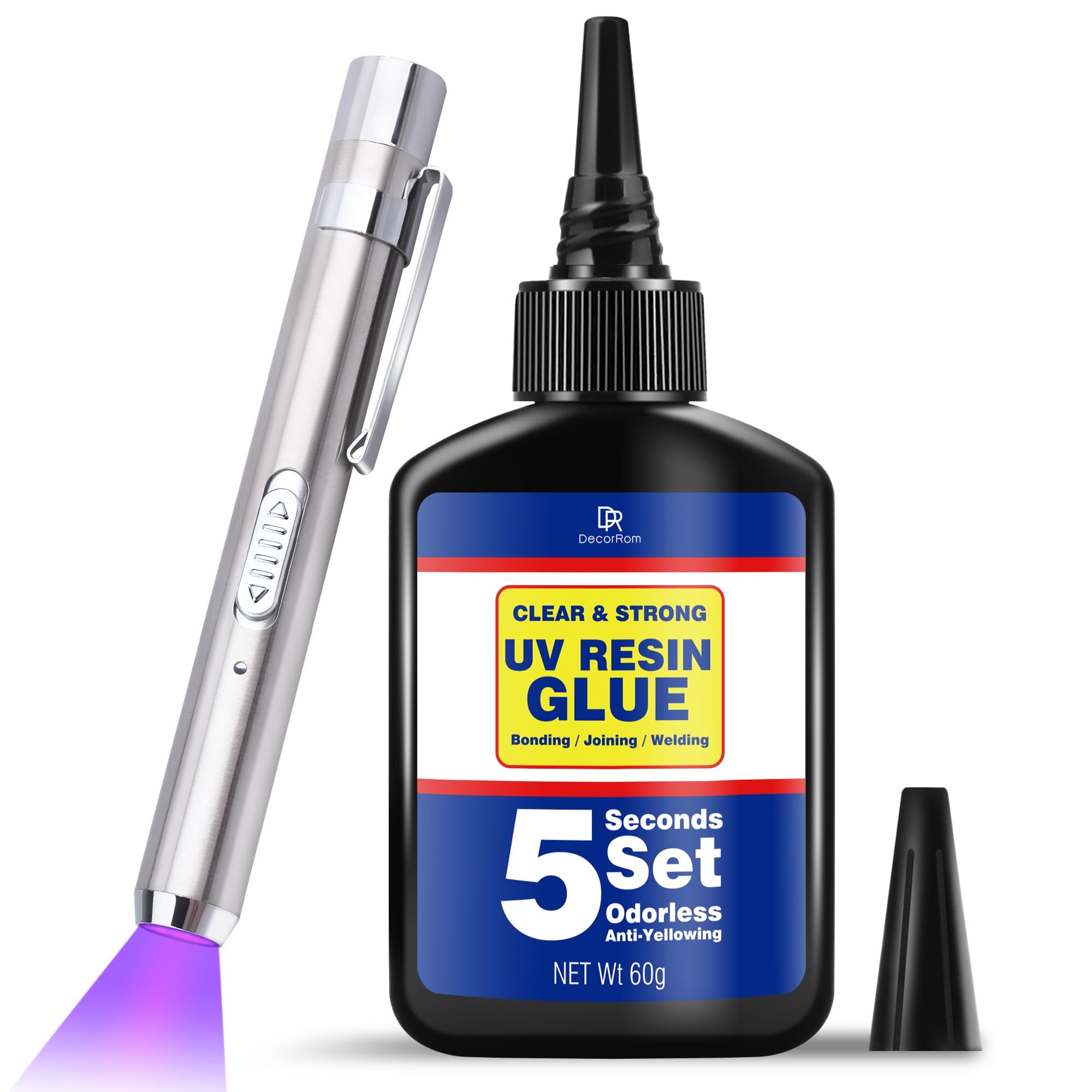 UV Resin Kit with Light, 60g UV Glue for Bonding & Curing in Seconds | Professio