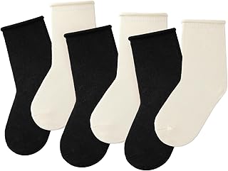 JAKIDAR Girls Crew Seamless Socks Kids Casual Dress Cotton Socks 6 Pairs