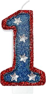 red and Blue Sequined Number Candles American Flag Birthday Number Candles Suitable for Independence Day and American Hero Theme Party Supplies (1)