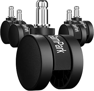 2 Inch Office Chair Wheels, Solid Plastic Casters Wheels Replacement, Heavy-Duty Computer Gaming Desk Chair Casters, Smooth & Safe Rolling for All Floors Hardwood and Carpet, Set of 5