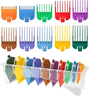 Clipper Guards Set for Most Wahl Clippers with Holder, 10Pcs, Color-coded | Color-coded, with Organizer, 10Pcs Set from 1/16" to 1"