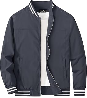 MAGCOMSEN Men's Bomber Jacket Lightweight Windbreaker Stylish Casual Jacket