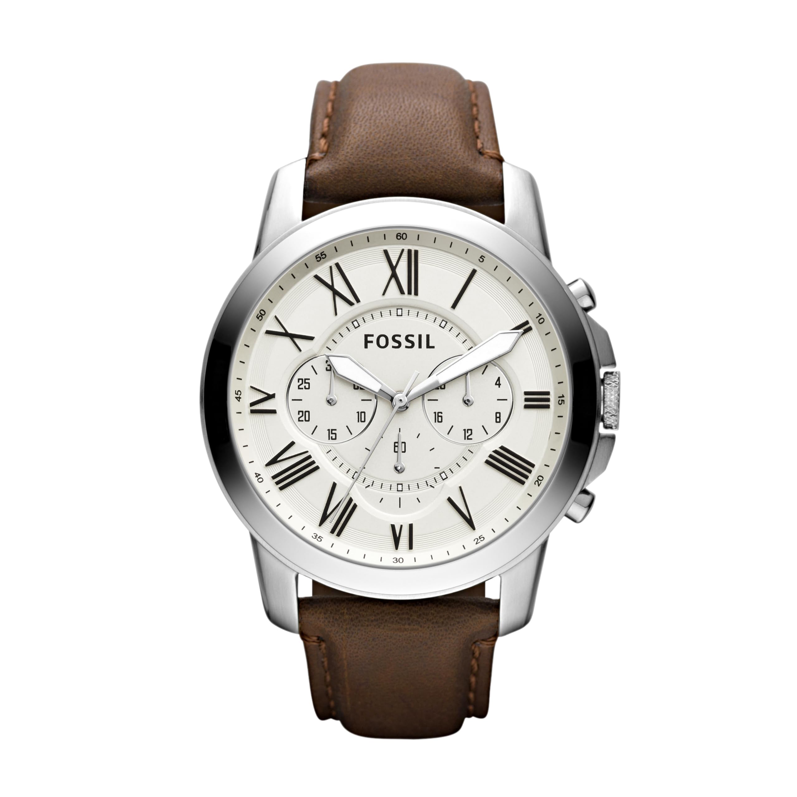 FOSSIL Grant Men's Watch 44mm Case Size Quartz Chronograph Genuine Leather Strap