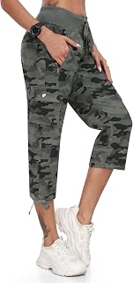 MoFiz Women's Cargo Capris Pants Loose Casual Hiking Lightweight Quick Dry Travel Summer Pants