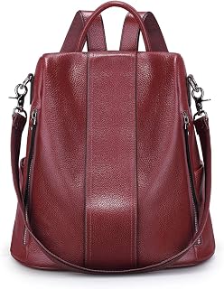 S-ZONE Leather Backpack Purses for Women Antitheft Rucksack Shoulder Bag Medium